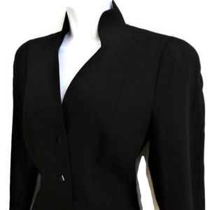 Thierry Mugler Activ Italy Blazer Black Lined Scallop Hemline Couture M